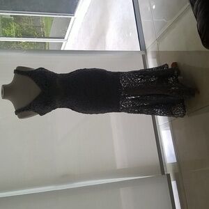 Gorgeous silver thick lace evening gown Jump apparel Size 1/2